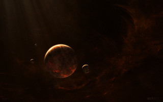 Red planet space art moon - a red planet free wallpaper
