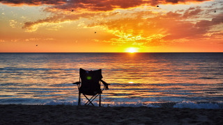 Beach sunset chair bird water - over the water free wallpaper for desktop