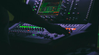 Sound mixing console dark room - studio quality free wallpaper