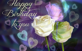 Roses purple background happy birthday - a happy birthday free wallpaper