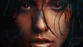 Futuristic woman red eyes cyberpunk - a futuristic background free wallpaper