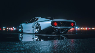 White car wet surface night - ed roth free wallpaper