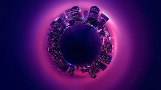 Cityscape night purple light bridge - free city wallpaper