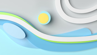 Blue green yellow ball curved - surreal design free wallpaper for desktop