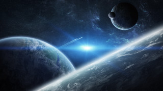 Distant planet horizon bright light - a distant planet free wallpaper