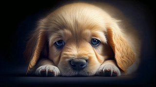 Puppy blue eyes laying on 2 - digital art free wallpaper