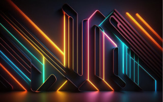 Neon text geometric abstract 3d - free neon wallpaper