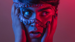 Woman mask redlight transgressive promotional - weird free wallpaper for desktop