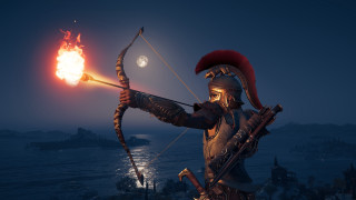 Man archer fire water night - a man in a helmet holding free wallpaper