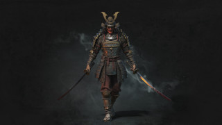 Demon mask samurai swordsman armor - realistic character concept free wallpaper