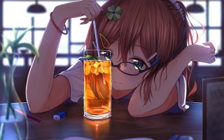 Girl glasses table flower blurry - dorothy coke free wallpaper