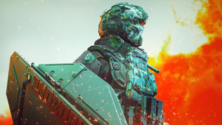 Futuristic suit man fire sky - a futuristic suit holding free wallpaper