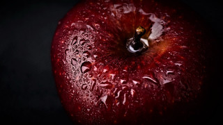 Red apple water droplets macro - a red apple free wallpaper