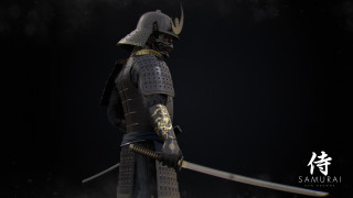 Samurai sword armor helmet black - his hand and a helmet free wallpaper