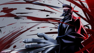 Blood splattered man sword impaled - edmond xavier kapp free wallpaper