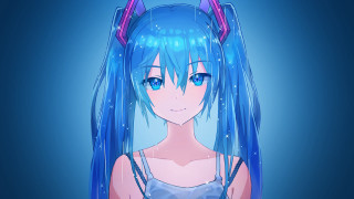 Blue haired horns anime girl - horn free wallpaper for desktop