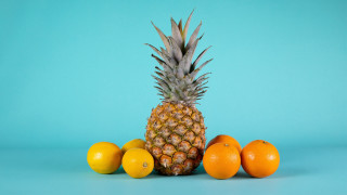 Pineapple orange lemons blue background - a pineapple free wallpaper for desktop