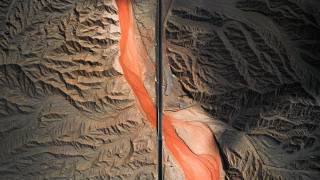 Mountain land art aerial view - aerial free wallpaper
