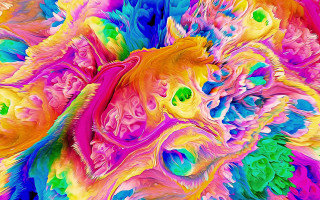 Colorful abstract lion feathers eyes - face and body free wallpaper