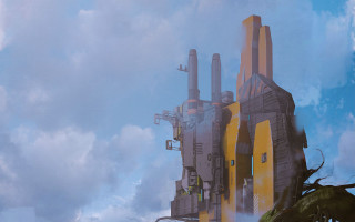 Futuristic city yellow structure matte - a futuristic city free wallpaper