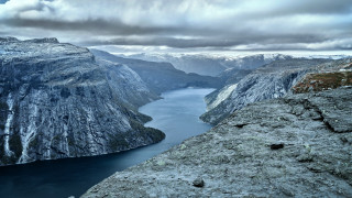 Mountain lake view nature scenery - a high point of view free wallpaper