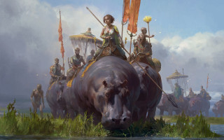 Elephants children field flags castle - clint cearley free wallpaper