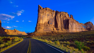 Desert road mountain sky clouds 2 - art brenner free wallpaper