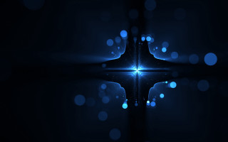 Blue cross hologram lights reflection - in the water free wallpaper for desktop