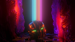 Futuristic neon rockformation glowing light - rossdraw global illumination free wallpaper