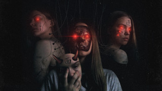 Demonic woman cyberpunk aurora embers - dystopian art free wallpaper