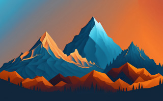 Mountain sunset clouds trees vector - dan mumford free wallpaper