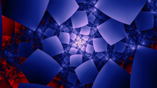 Blue red star fractal abstract - pattern free wallpaper for desktop