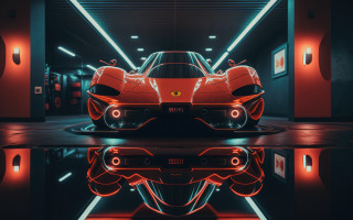 Futuristic red sports car raytracing - a futuristic setting free wallpaper