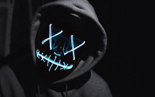 Neon mask dark hoodie character - a character portrait free wallpaper