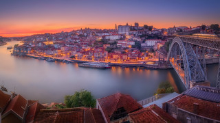 City bridge river sunset architecture - almada negreiro free wallpaper for desktop