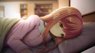 Girl laying bed pillow pinkhair - luminous free wallpaper