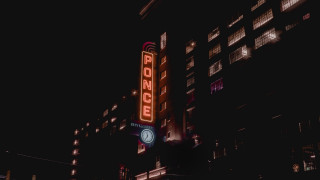 Neon sign harlem renaissance building - free vintage wallpaper
