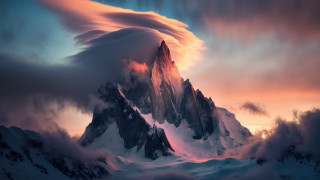 Snowy mountain cloudy sky dusk 2 - sky behind free wallpaper