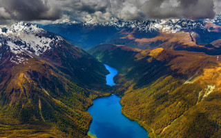 Valley lake mountains snow nature - a view of a valley free wallpaper
