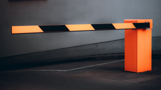 Yellow barricade parking lot night - a door free wallpaper