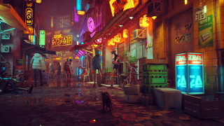 City street night neon cyberpunk 2 - rossdraw global illumination free wallpaper