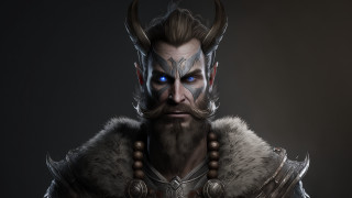 Bearded horned man blue eyes - a beard free wallpaper