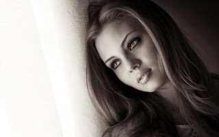 Araceli gilbert black and white - a curtain behind her free wallpaper