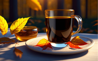 Tea plate leaves outdoor photorealism - the sun light free wallpaper for desktop