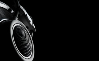 Headphones black background white black - studio quality free wallpaper