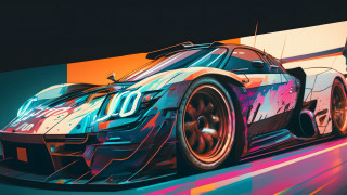 Colorful splattered car digital art - paint splatter free wallpaper for desktop