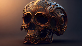 Golden skull intricate details dark - detail free wallpaper