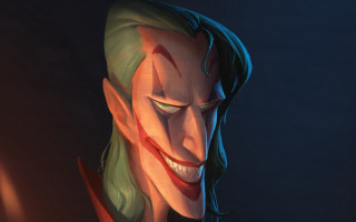 Creepy green haired man sinister - a creepy smile free wallpaper