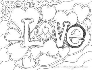 Love coloring page hearts bottom - line art free wallpaper