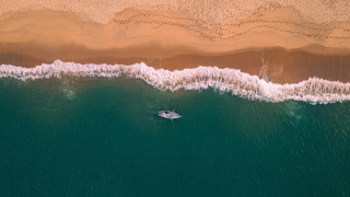 Boat beach waves sand cinematic - the water near a beach free wallpaper